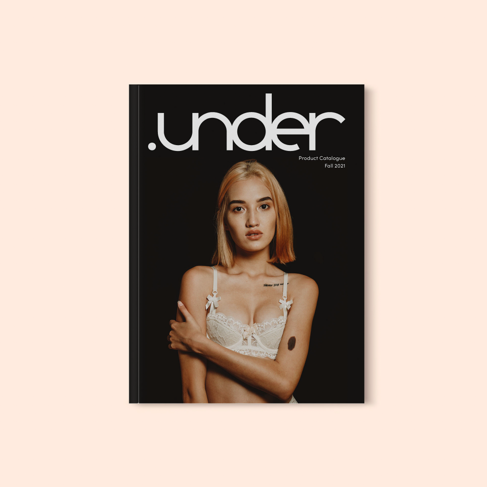 cover of catalogue with a girl in undergarments
